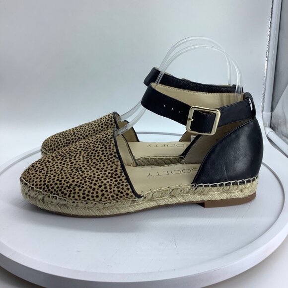 Sole Society Stacie 2 Closed Toe Espadrille Shoe Women Sz 7 Real Cow Fur Leather - Picture 3 of 7